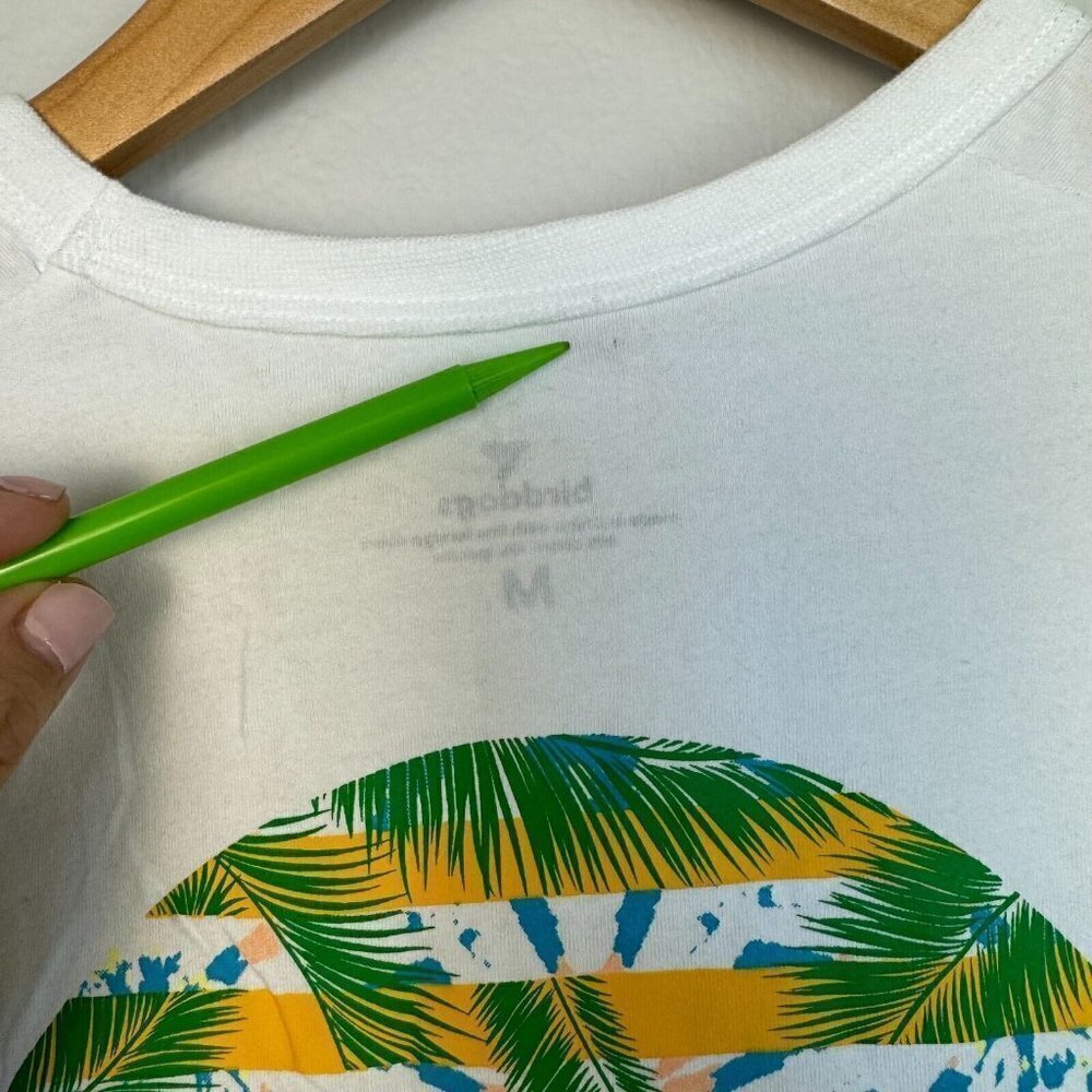Birddogs Men T-Shirt Short Sleeve Crew Neck Palm Leaf Print Graphic White Medium - Picture 7 of 12